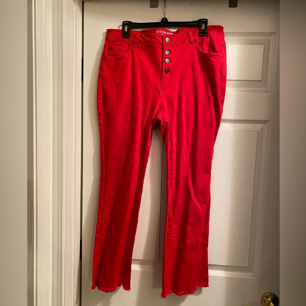 NWOT Peace, Love World Red Frayed Hem Jeans